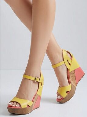 Bottero Women's Leather Colorblock Platform Wedge Sandals Size 8‎ Multicolor